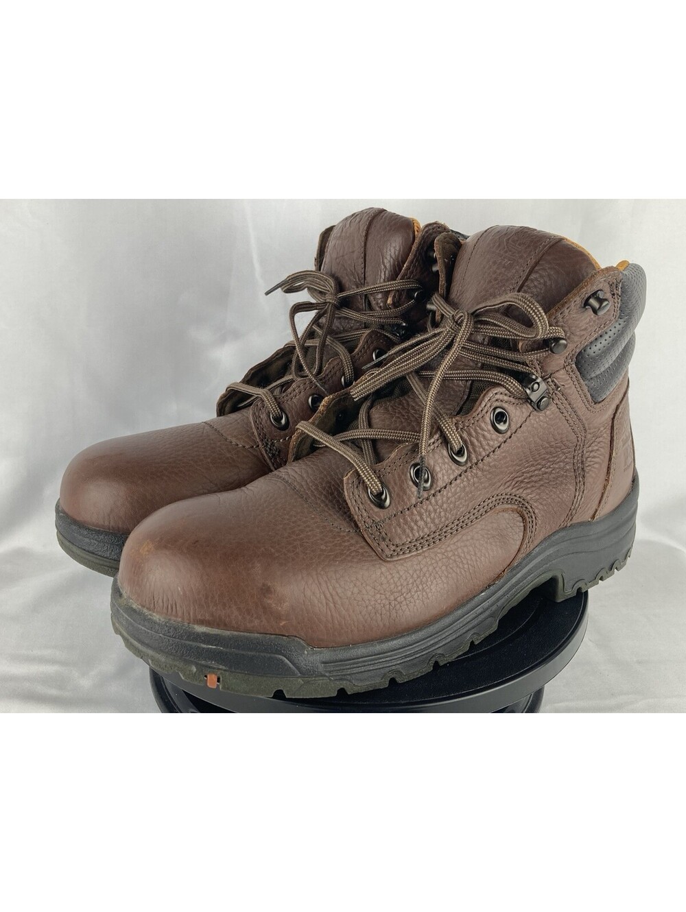 Men’s 10.5 Timberland PRO PowerFit Steel Toe EH Work Boots Brown Leather 26063